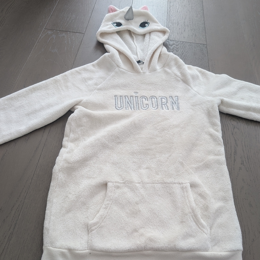 Fluffy Cream Coloured Unicorn Girls' Hoodie